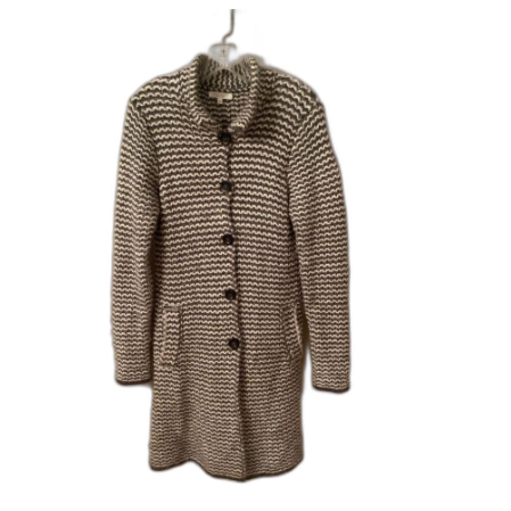 COCOGIO SIZE MEDIUM GREY WHITE ALPACA WOOL BLEND SWEATER COAT
